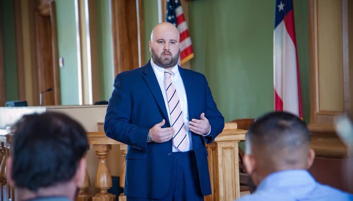 Attorney Tom Church arguing his case